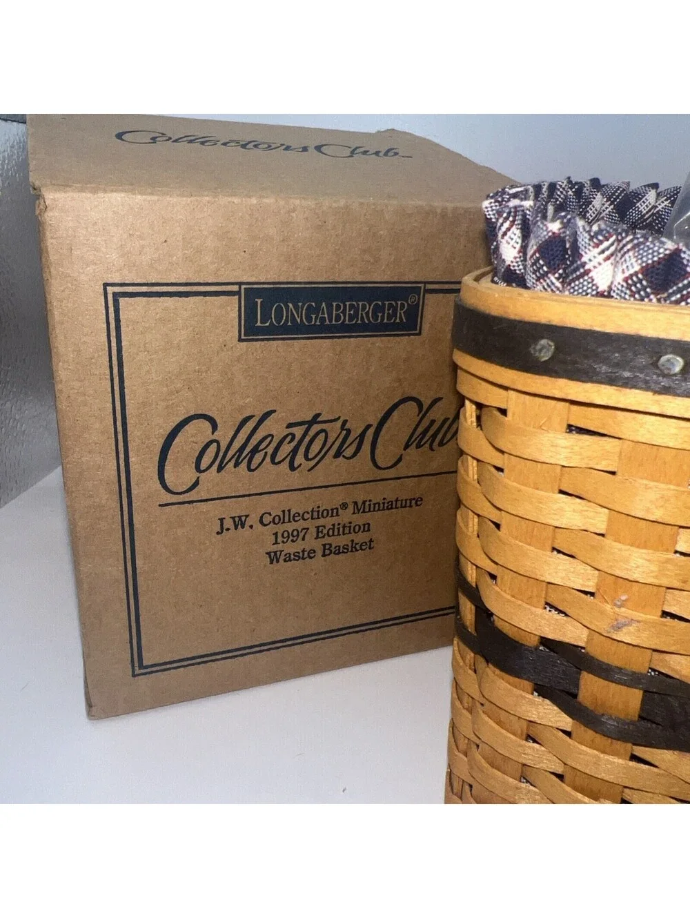Longaberger Waste Basket Miniature 1997 Edition J.W. In Box Collectors Club
